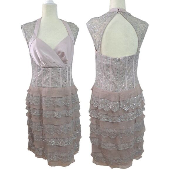 Decode 1.8 Women's Sequin Party Cocktail Wedding Open Back Grey Silver Dress 12 - Picture 1 of 8